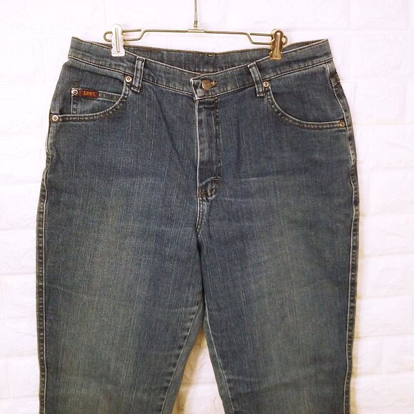 Y2K Lee Denim Mom Jeans Bootcut Lady-14M(32x32) Stretch Soft-Worn 5-Pocket Fray - Picture 3 of 12